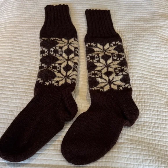 Brown Patterned Wool Socks - Picture 1 of 4